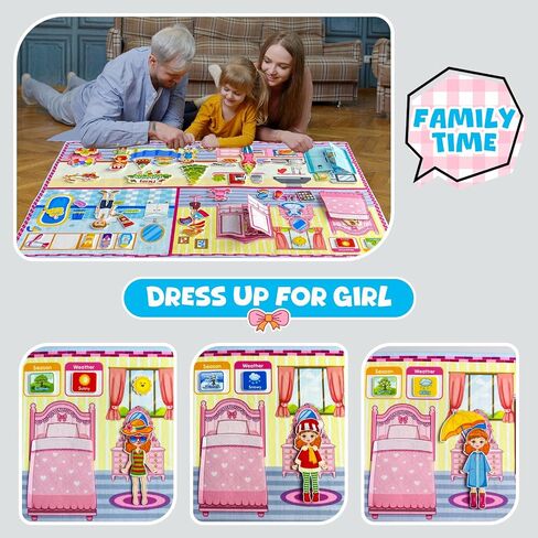 Dress Up Dolls Felt Story Board Set,44*28in Felt Board for Wall,100 Felt Pieces,Theme Busy Board Story Preschool Storytelling,Learning Interactive,for 3 years +,Gift for Toddlers Kids Children in Saudi Arabia