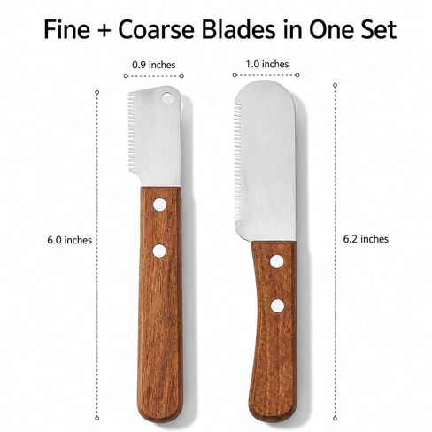 Dog Grooming Carding Tool, Fine and Coarse Wooden Handle Set in Kuwait
