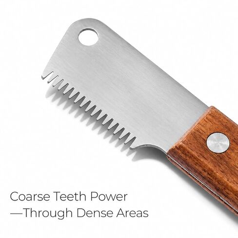 Dog Grooming Carding Tool, Fine and Coarse Wooden Handle Set in Kuwait