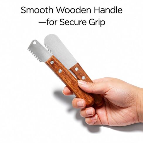 Dog Grooming Carding Tool, Fine and Coarse Wooden Handle Set in Kuwait