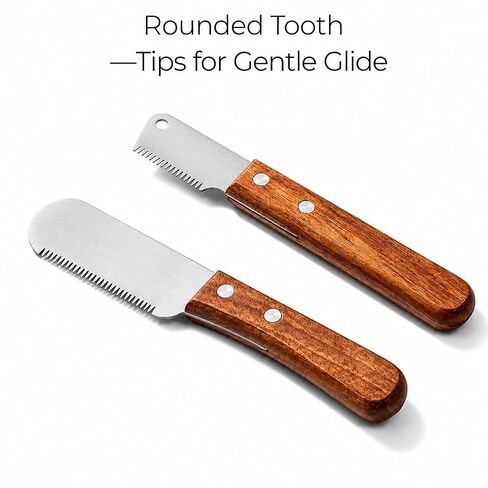Dog Grooming Carding Tool, Fine and Coarse Wooden Handle Set in Kuwait
