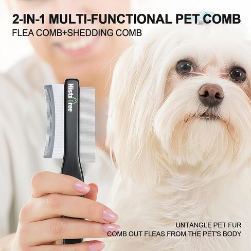 2-in-1 Dog Dematting&Deshedding Comb with Wooden Handle in Kuwait