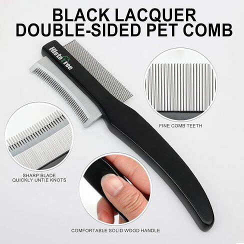 2-in-1 Dog Dematting&Deshedding Comb with Wooden Handle in Kuwait