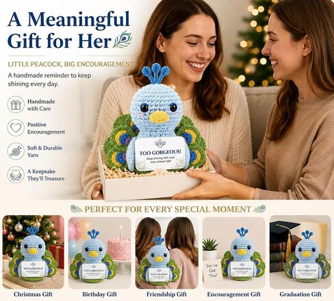 Crochet Peacock Gift for Women, for Friend Sister Daughter in Saudi Arabia