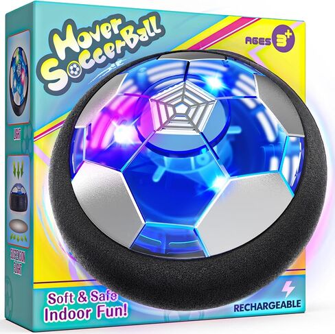 Rechargeable Hover Soccer Ball for Kids Indoor Games, Light-Up Soccer Toy with Soft Foam Bumper, Air-Powered Floating Ball Game, Birthday Gift for Boys and Girls Ages 4-12 in Kuwait