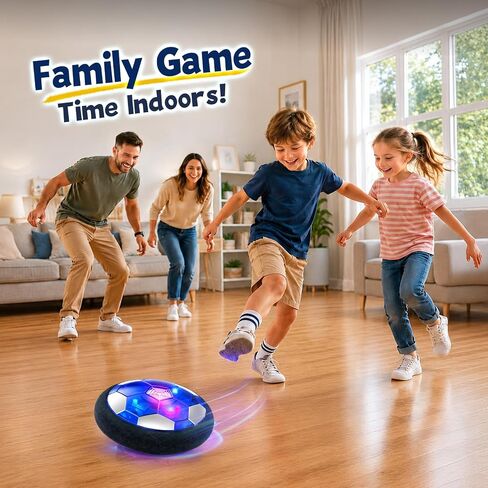 Rechargeable Hover Soccer Ball for Kids Indoor Games, Light-Up Soccer Toy with Soft Foam Bumper, Air-Powered Floating Ball Game, Birthday Gift for Boys and Girls Ages 4-12 in Kuwait