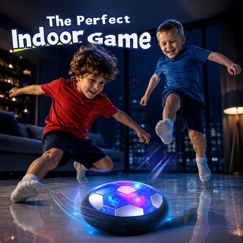 Rechargeable Hover Soccer Ball for Kids Indoor Games, Light-Up Soccer Toy with Soft Foam Bumper, Air-Powered Floating Ball Game, Birthday Gift for Boys and Girls Ages 4-12 in Kuwait