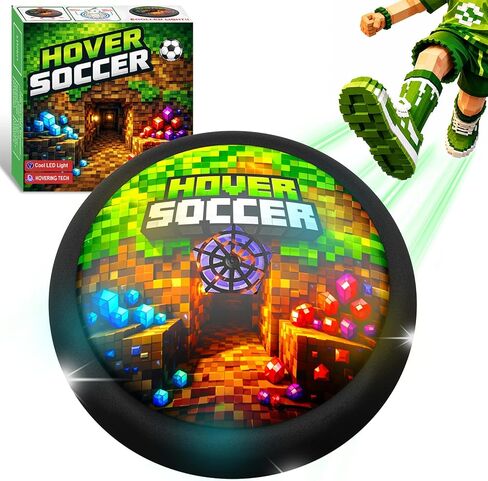 Pixel Mine Adventure Craft Toys Design Hover Soccer Ball Indoor Football Game,Birthday Gifts for Kids,Age 3 4 5 6 7 8-12 Year Old Boys,LED Light Air Soccer Toy for Fans of Boys in Kuwait