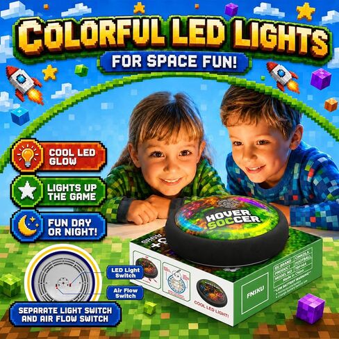 Pixel Mine Adventure Craft Toys Design Hover Soccer Ball Indoor Football Game,Birthday Gifts for Kids,Age 3 4 5 6 7 8-12 Year Old Boys,LED Light Air Soccer Toy for Fans of Boys in Kuwait