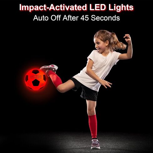 BATURU Glow in The Dark Soccer Ball Size 5 with Pump, Light up Soccer Toys Gifts for Boys, Boy Gift Ideas, Birthday Gifts for Boys Kids Teen Youth 8 9 10 11 12 Year Old, Outdoor Games in Backyard in Kuwait