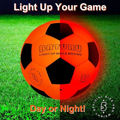 BATURU Glow in The Dark Soccer Ball Size 5 with Pump, Light up Soccer Toys Gifts for Boys, Boy Gift Ideas, Birthday Gifts for Boys Kids Teen Youth 8 9 10 11 12 Year Old, Outdoor Games in Backyard in Kuwait