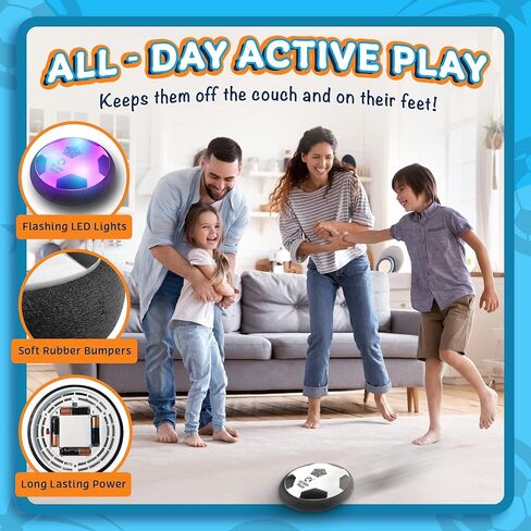 LLMoose Hover Soccer Ball - Set of 2 LED Soccer Ball Toys w/ Foam Bumpers - Light Up Indoor Soccer Ball for Rainy Days or Outdoor Play - Soccer Stuff for Boys and Girls - Gifts for Toddlers and Kids in Kuwait