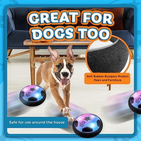 LLMoose Hover Soccer Ball - Set of 2 LED Soccer Ball Toys w/ Foam Bumpers - Light Up Indoor Soccer Ball for Rainy Days or Outdoor Play - Soccer Stuff for Boys and Girls - Gifts for Toddlers and Kids in Kuwait