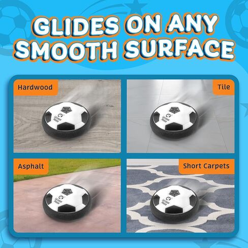 LLMoose Hover Soccer Ball - Set of 2 LED Soccer Ball Toys w/ Foam Bumpers - Light Up Indoor Soccer Ball for Rainy Days or Outdoor Play - Soccer Stuff for Boys and Girls - Gifts for Toddlers and Kids in Kuwait