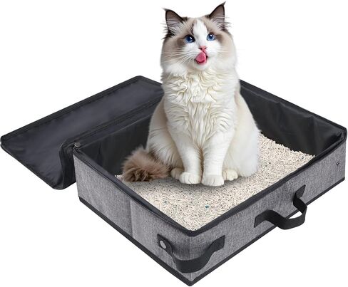 Foldable Travel Litter Box for Cats with Lid, Waterproof in Saudi Arabia