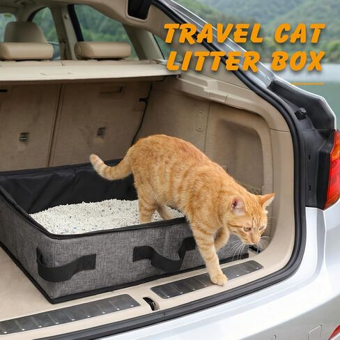 Foldable Travel Litter Box for Cats with Lid, Waterproof in Saudi Arabia