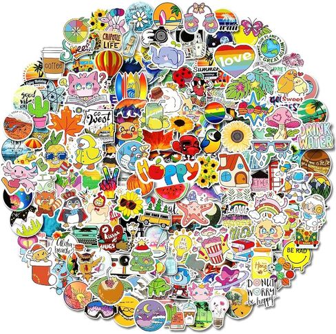 300 PCS Stickers Pack (50-850Pcs/Pack), Colorful VSCO Waterproof Stickers, Cute Aesthetic Stickers. Laptop, Water Bottle, Phone, Skateboard Stickers for Teens Girls Kids, Vinyl Sticker. in Kuwait