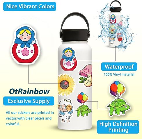300 PCS Stickers Pack (50-850Pcs/Pack), Colorful VSCO Waterproof Stickers, Cute Aesthetic Stickers. Laptop, Water Bottle, Phone, Skateboard Stickers for Teens Girls Kids, Vinyl Sticker. in Kuwait