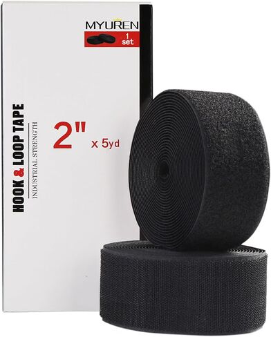 MYUREN Sew on Hook and Loop Strips 4 Inch x 3 Yards, Black in Kuwait