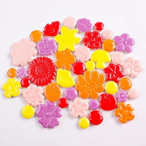 454g (1 LB) DIY Craft Ceramic Mosaic Tiles Flower Animal Mosaic Insect for DIY Hobbies, Blossom Berries for Garden Decoration, Step Stone & All DIY Mosaic Making (NF900i) in Saudi Arabia