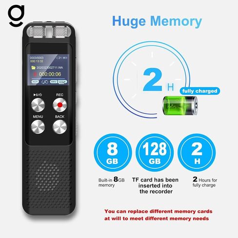 48GB Digital Voice Recorder: Voice Activated Recorder with Playback, Audio Recording Device for Lectures Meetings, Dictaphone Sound Tape Recorder with Password | USB in Kuwait