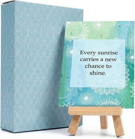 exciting Lives Positive Motivational Cards with Inspirational Quotes & Wooden Easel – 40 Daily Affirmation Desk Cards for Confidence, Mindfulness & Self-Growth in Kuwait