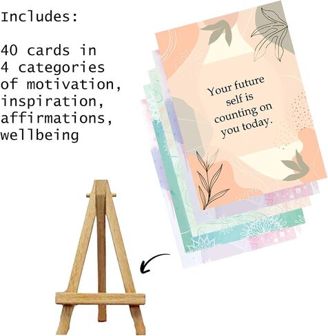 exciting Lives Positive Motivational Cards with Inspirational Quotes & Wooden Easel – 40 Daily Affirmation Desk Cards for Confidence, Mindfulness & Self-Growth in Kuwait