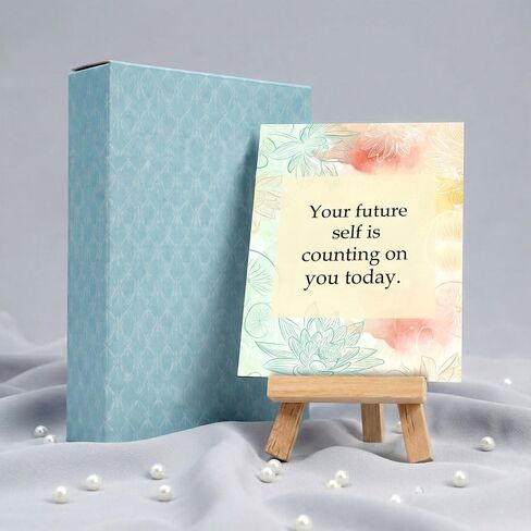 exciting Lives Positive Motivational Cards with Inspirational Quotes & Wooden Easel – 40 Daily Affirmation Desk Cards for Confidence, Mindfulness & Self-Growth in Kuwait