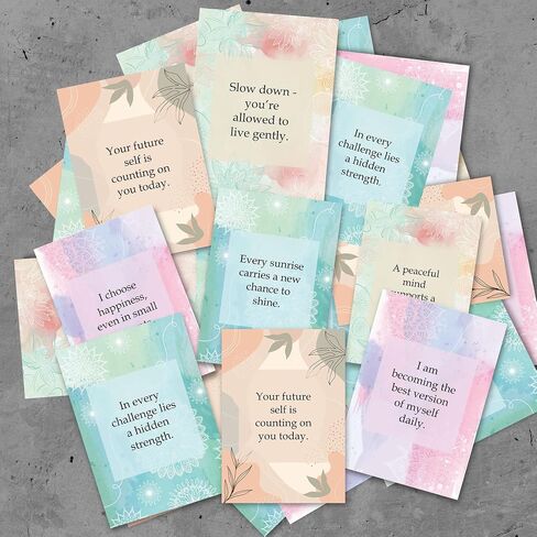 exciting Lives Positive Motivational Cards with Inspirational Quotes & Wooden Easel – 40 Daily Affirmation Desk Cards for Confidence, Mindfulness & Self-Growth in Kuwait