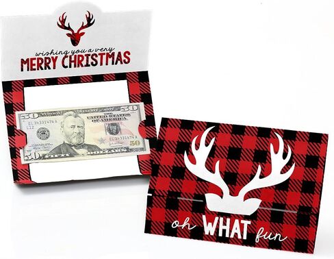 Big Dot of Happiness Prancing Plaid - Christmas and Holiday Buffalo Plaid Money and Gift Card Holders - Set of 8 in Saudi Arabia