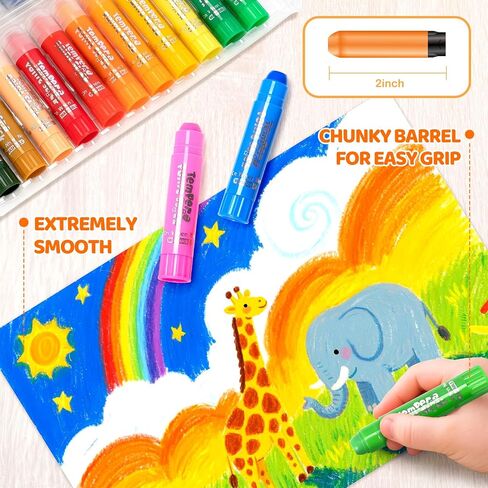 Ellinjan Tempera Paint Sticks For Kids, 36 Colors, Washable & Quick-Drying Twistable Solid Paint, Mess-Free Art Supplies for Drawing & Painting, Ideal Toddler Arts and Crafts Gifts in Saudi Arabia