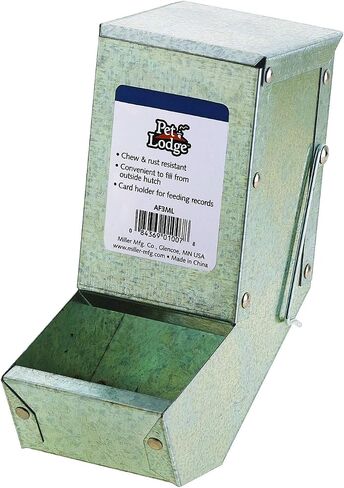 Pet Lodge Steel Small Animal Feeder with Lid and Sifter Bottom Small Animal Feed Box, Hold Several Days Worth of Feed, Great for Rabbits, Ferrets and Other Small Animals (5 Inch) (Item No. AF5SL) in Kuwait