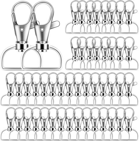 60PCS Key Chain Clip Hooks, Swivel Clasp Hooks, D Ring Clip Lanyard Hardware for Keychain Making(3/4"Inside Width) in Saudi Arabia