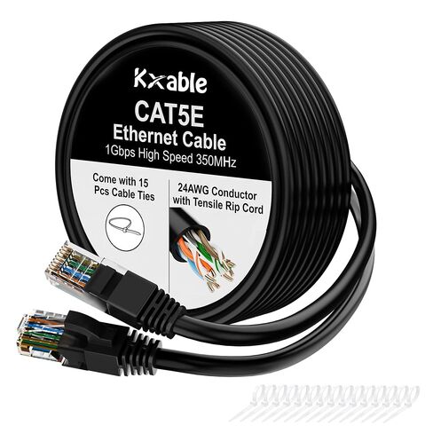 Cat5e Ethernet Cable 50 FT, Long Cat 5e Internet Cable, White Snagless Patch Cord, UV Resistant, Flexible, Network, LAN, PoE, Standard RJ45 Connector for PC, Server, Router, Modem, PS5 - with 15 Ties in Kuwait