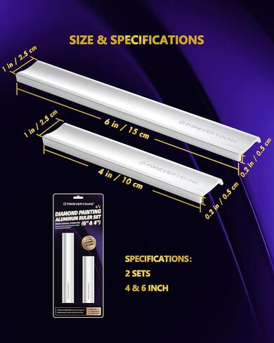ForeverYoung Diamond Painting Aluminum Alignment Ruler, 2-Pack, 4 & 6 Inch in Saudi Arabia