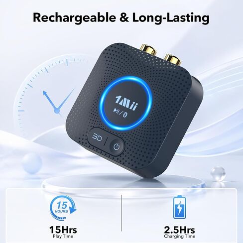 جهاز استقبال 1Mii B06S+ Bluetooth 5.2، ومحول صوت HiFi Bluetooth مع LDAC، وaptx HD وaptx منخفض الكمون، وصوت عالي الدقة طويل المدى مع التحكم في مستوى الصوت، ومخرجات 3.5 مم وRCA، إعداد سهل لنظام ستيريو منزلي in Kuwait