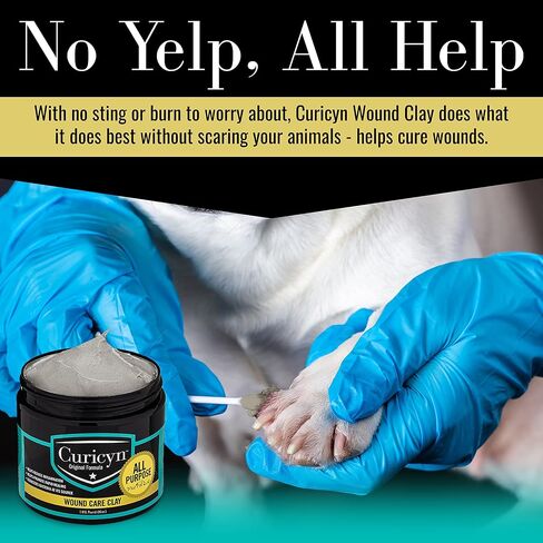 Curicyn Animal Wound Care Clay 16oz. - Vet-Approved Natural Skin Ointment For Dog, Cat, Horse, and Other Livestock - Bentonite Clay with Aloe Treatment - Gentle No Sting Fast-Acting Formula in Saudi Arabia