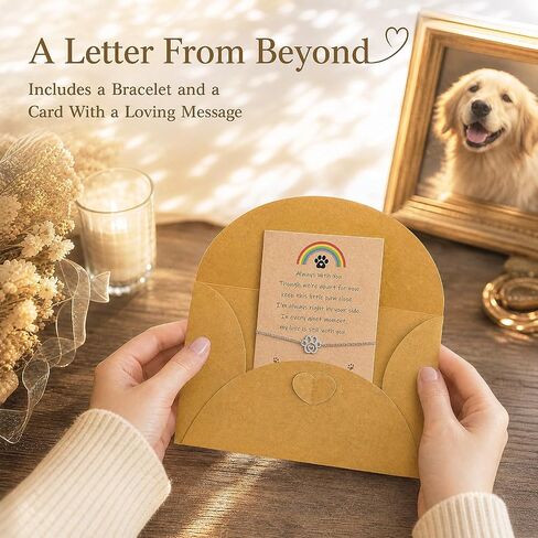 Paw Print Memorial Bracelet for Pet Loss, Pet Memorial Gifts for Loss of Dog or Cat, Rainbow Bridge Sympathy Bracelet for Women Men, Remembrance Gift for Pet Lovers in Kuwait