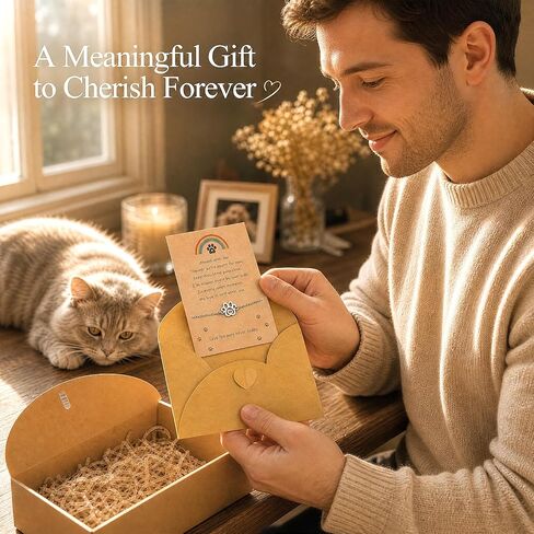 Paw Print Memorial Bracelet for Pet Loss, Pet Memorial Gifts for Loss of Dog or Cat, Rainbow Bridge Sympathy Bracelet for Women Men, Remembrance Gift for Pet Lovers in Kuwait