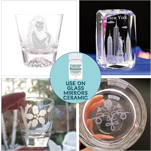 3.5oz Glass Etch Starter Cream Kit, Mirrors, Ceramics, Porcelain, Marble, and Slate - for Makers, Creators, Crafters, DIY'ers of All Ages & Experience Levels. Smooth Formula and Fast Acting in Saudi Arabia