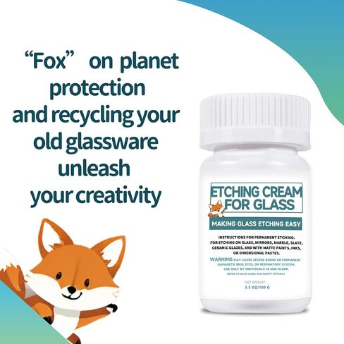 3.5oz Glass Etch Starter Cream Kit, Mirrors, Ceramics, Porcelain, Marble, and Slate - for Makers, Creators, Crafters, DIY'ers of All Ages & Experience Levels. Smooth Formula and Fast Acting in Saudi Arabia