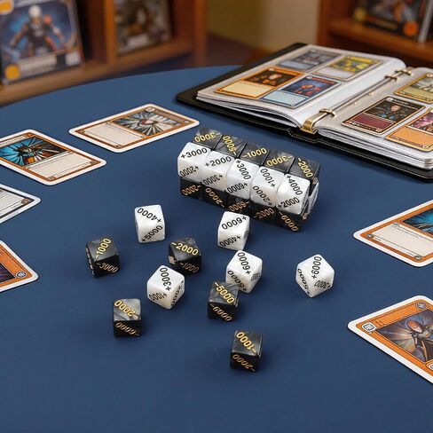 SIXPOINTS 30 Pieces Power Counter Dice Set, 15 Positive (+1000 to +6000) & 15 Negative (-1000 to -6000) Premium Marble Texture Dice, Compatible with One Piece TCG and Card Games Accessories in Kuwait