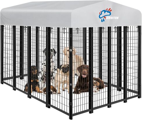 Siruiton 8x4ft في الهواء الطلق الكلب بديل بديل ، نسيج 600D Oxford الثقيلة مع Sun/Rain Dog Play Top Cover Sun Shade. (يغطي فقط) in Kuwait