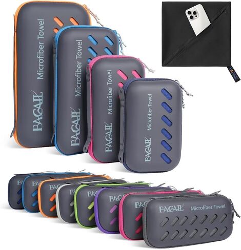 BAGAIL Camping Towel with EVA Case, Compact & Ultra Soft Microfiber Travel Towel - Super Absorbent & Lightweight Quick Dry Towels for Sports, Beach, Gym, Backpacking, Hiking and Yoga in Saudi Arabia
