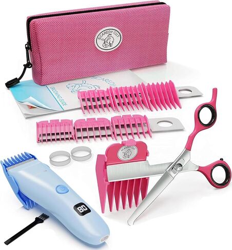 Silent Pet Grooming Kit for Dog, Cat and All Pet Grooming - A Quiet Alternative to Electric Clippers for Sensitive Pets (Left-Handed Pink) in Kuwait