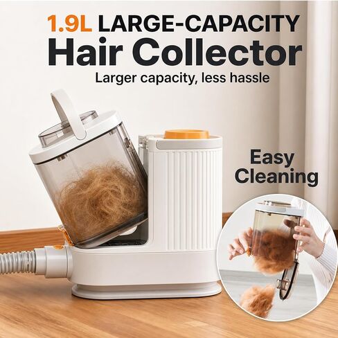 HAPOW Pet Grooming Vacuum Kit, 6-in-1 Dog Hair Grooming with Clippers and 10kPa Suction, Low Noise Vacuum, Detangling Brush Deshedding Brush 1.9L Dust Cup for Home Shedding & Trimming, White in Saudi Arabia