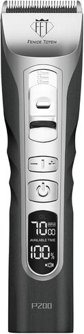 Professional Electric Dog Grooming Clippers, 5000mAh Battery, LCD Display, Type-C Charging, Silver P200 (Black, 5000mAh) in Kuwait