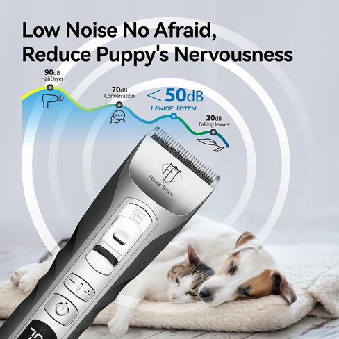 Professional Electric Dog Grooming Clippers, 5000mAh Battery, LCD Display, Type-C Charging, Silver P200 (Black, 5000mAh) in Kuwait