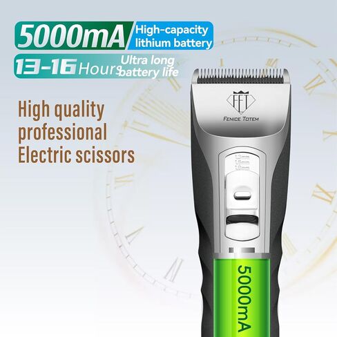 Professional Electric Dog Grooming Clippers, 5000mAh Battery, LCD Display, Type-C Charging, Silver P200 (Black, 5000mAh) in Kuwait