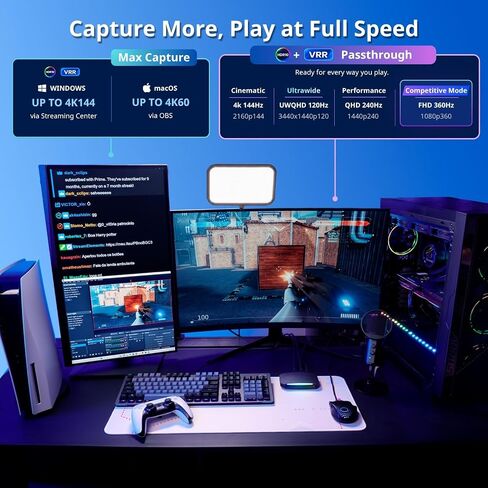 بطاقة التقاط AVerMedia 4K60 مع HDMI 2.1، زمن استجابة منخفض، عبور 4K144/4K120، جهاز التقاط الألعاب لـ PS5، PS5 Pro، Xbox، Switch، البث على Twitch، OBS على Mac والكمبيوتر الشخصي، GC553G2 Live Gamer Ultra 2.1 in Kuwait